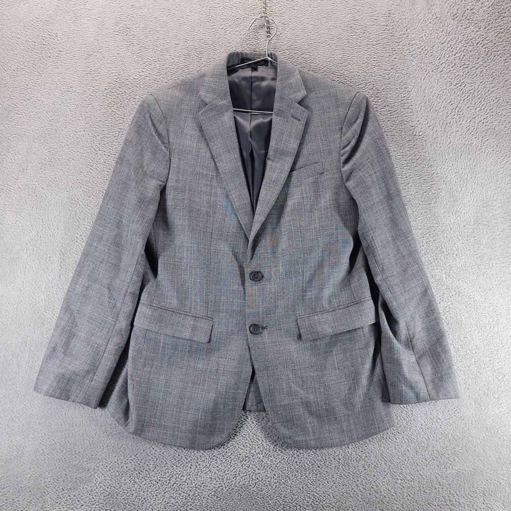 Banana Republic Blazer Mens 38S Gray Plaid Slim Fit Office Career Wedding